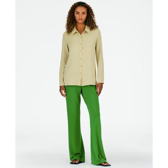Tibi Soft Drape Slim Button Down Collared Shirt Top Clay Size 8 - Picture 1 of 7